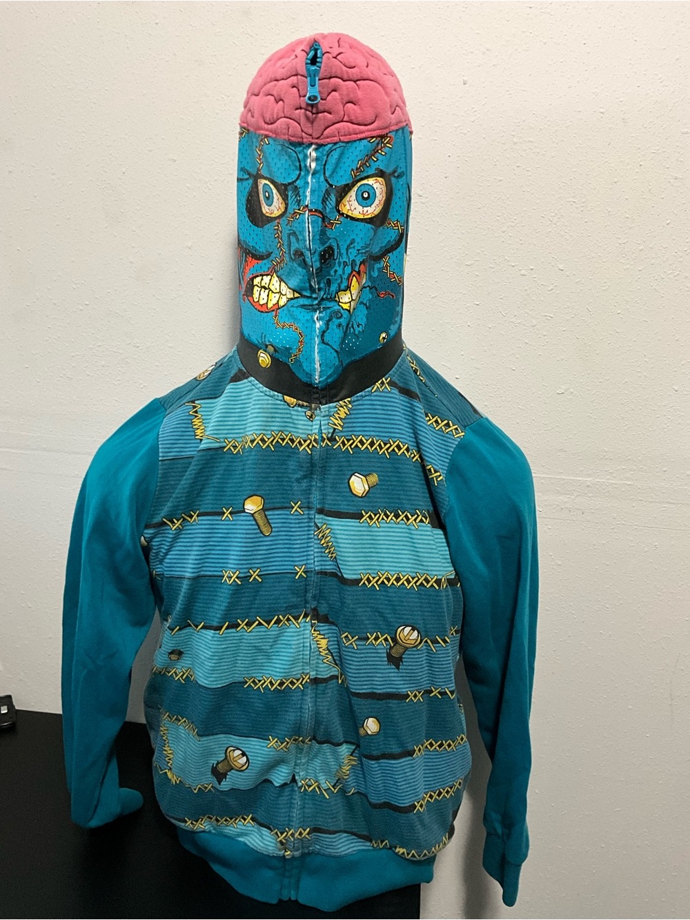 Brothers Frankenstein Full Zip Mask Hoodie 3D Brain 🧟♂️ Size XL 14 Fits XS/S